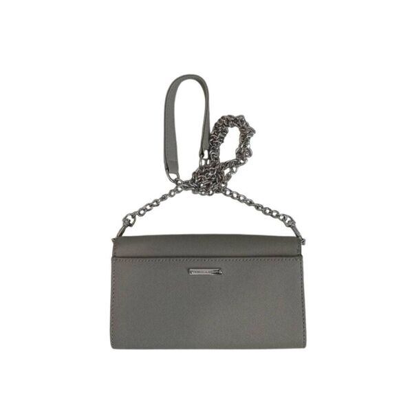 Rebecca Minkoff Genuine Leather Gray Cutout Envelope Flap Crossbody Clutch Bag - Picture 3 of 12